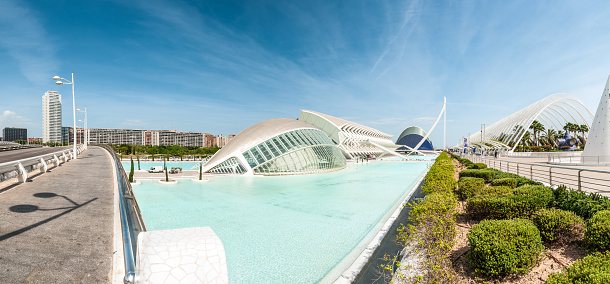 June 20, 2022: The Reina Sofia Art Palace by Santiago Calatrava.Situated in City of Arts and Sciences of Valencia (Spain)