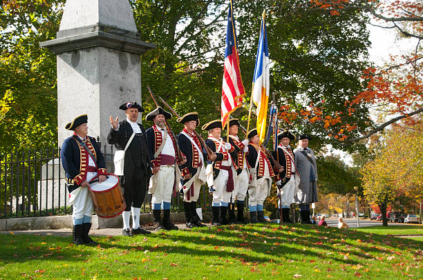 Lexington, Massachusetts USA - October 20, 2012: Colonial Reenactors commemorate the Battle at Lexington Green