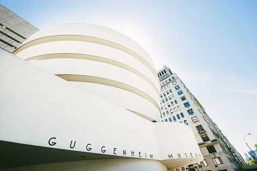 New York, United States - May 2, 2013: The Guggenheim Museum under the midday sun.