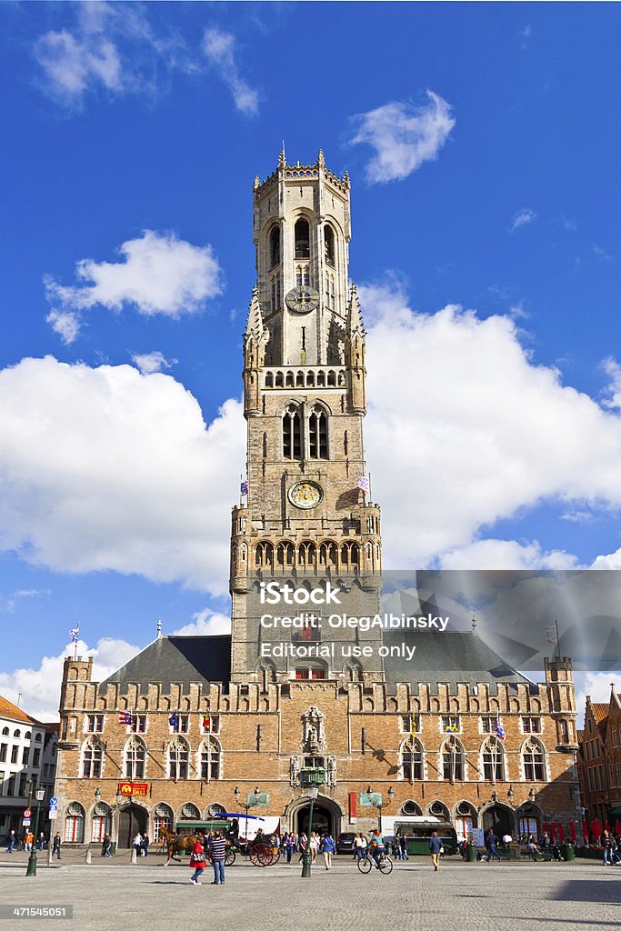 O Belfry no mercado Honestamente, Bruges. - Royalty-free Antigo Foto de stock