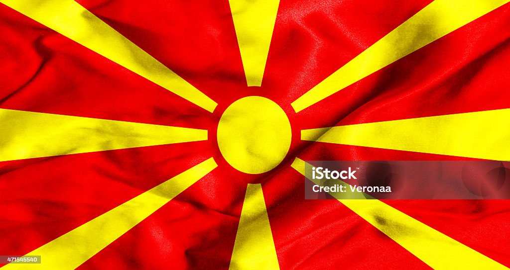 Macedonia Flag Macedonia Flag blowing in the wind Flag Stock Photo