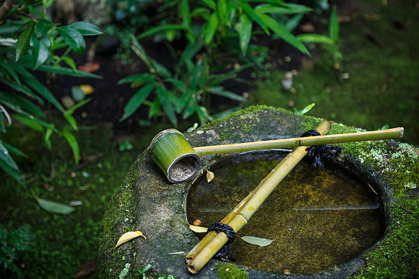 istock Japanese Water dipper on a stone basin 471546158