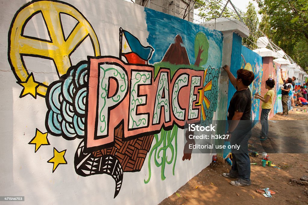 Paz de Pintura de uma parede - Royalty-free Pintar Foto de stock