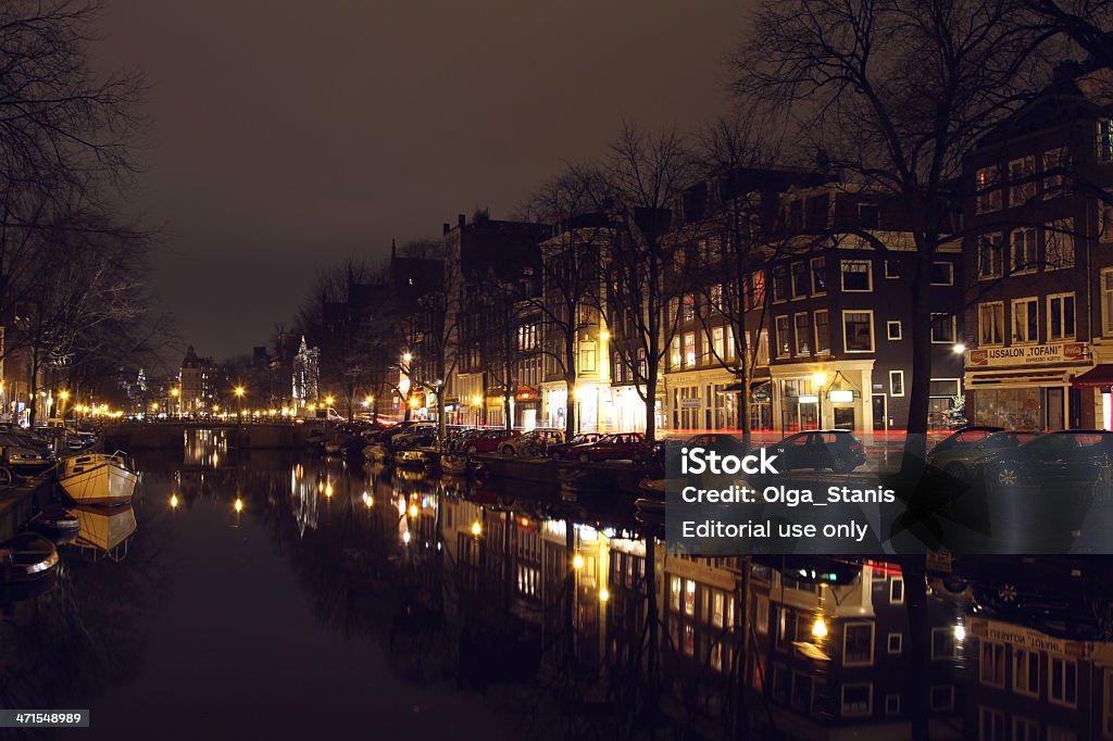 Amsterdam street bei Nacht - Lizenzfrei Amsterdam Stock-Foto