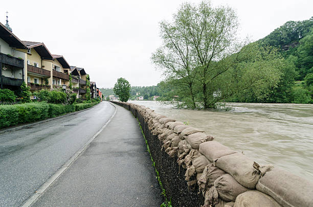 Burghausen, Germany - June 2, 2013: Flood of the Century in Burghausen. 