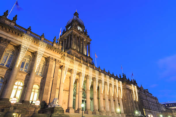 istock Leeds Town Hall lit up at dusk 471551308