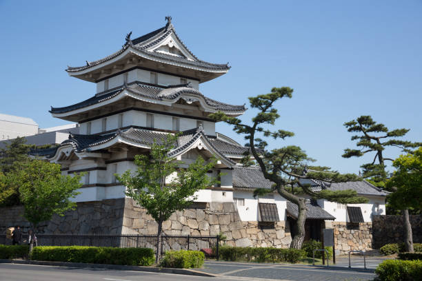 Takamatsu, Japan - May 24, 2013 : General view of Takamatsu Castle. It is located in Takamatsu, Kagawa Prefecture, Japan. This castle was built in 1590.