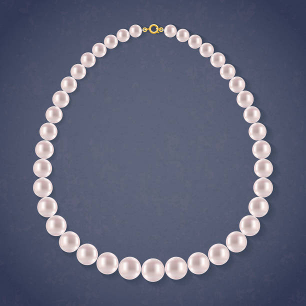 ilustraciones, imágenes clip art, dibujos animados e iconos de stock de redondo collar de perlas sobre fondo oscuro. - necklace jewelry bead isolated