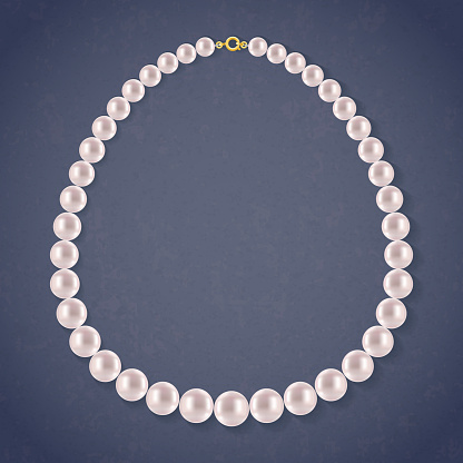 Round Pearls Necklace on dark background.