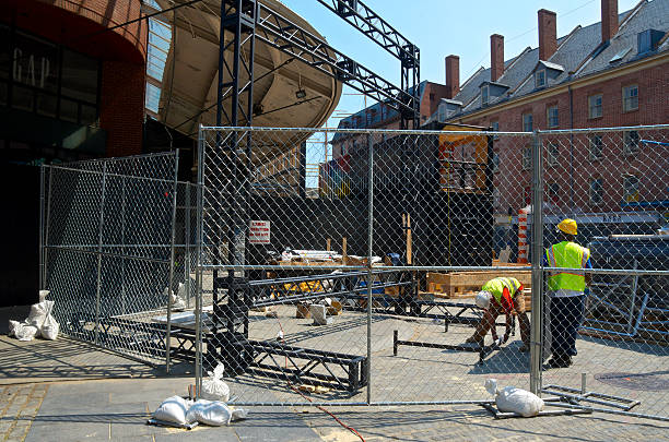 허리케인 샌디 aftermath, 7 개월 후, 풀톤 시장, 로어 맨해튼 - cyclone fence 뉴스 사진 이미지
