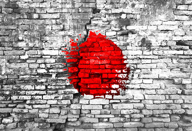 istock Japan flag painted on wall 471556641