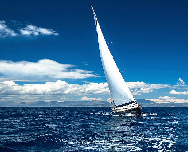 istock Sailing yacht race, picture with space for logos. 471556730