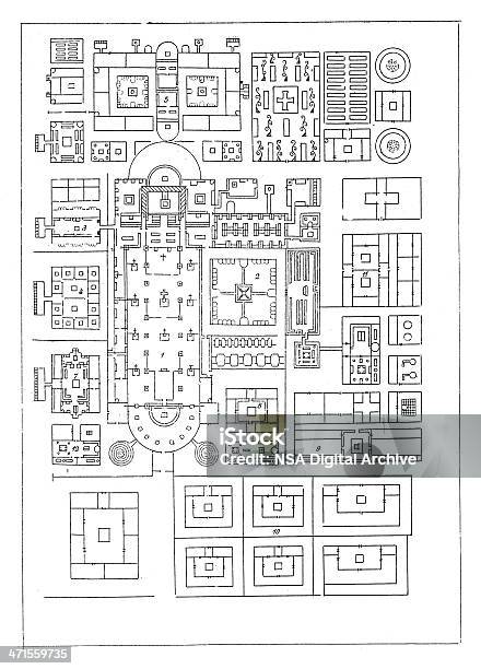 Plano De De Saint Gallen Mosteiro Suíça - Arte vetorial de stock e mais imagens de Cantão de São Galo - Cantão de São Galo, Mosteiro, Antiguidade