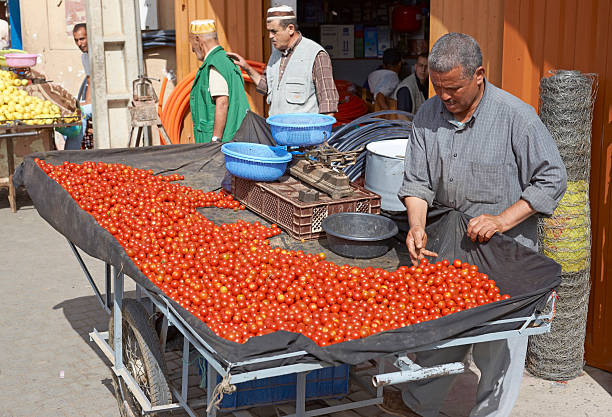 vente de tomates - taroudannt photos et images de collection