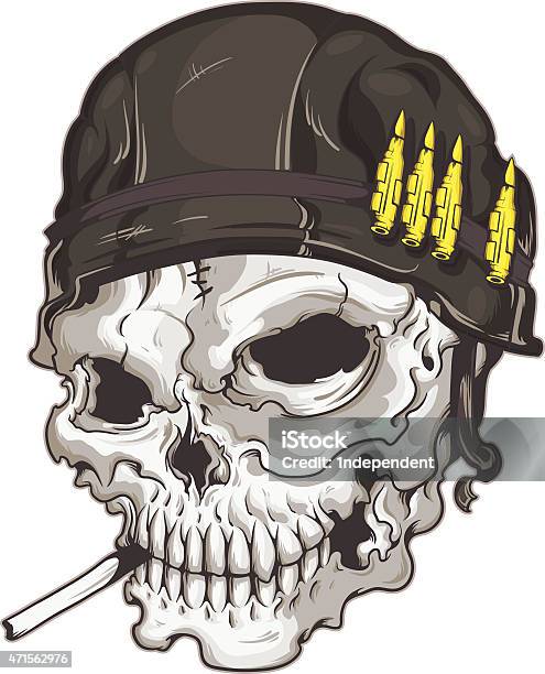 Ilustración de Cráneo Con Ach Casco y más Vectores Libres de Derechos de Casco militar - Casco militar, 2015, Accesorio de cabeza