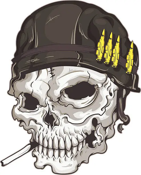 Vector illustration of Skull with ACH Helmet