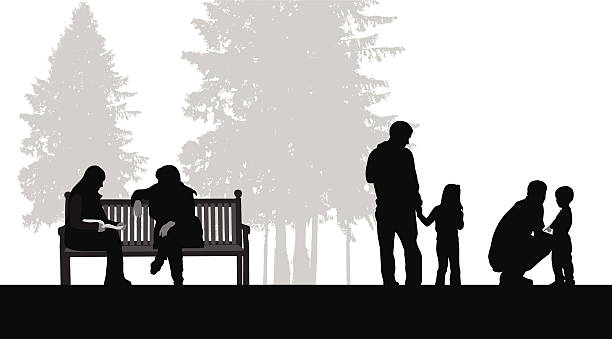 lettingmomtalk - bench park park bench silhouette stock-grafiken, -clipart, -cartoons und -symbole