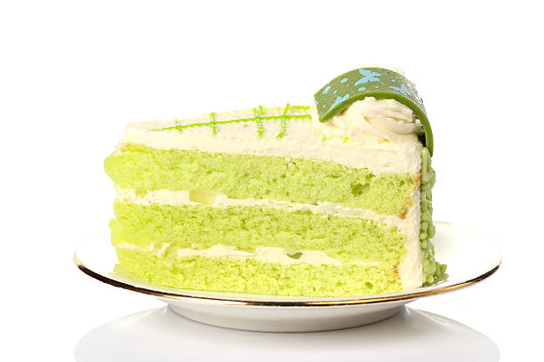 green tea cake on white background.