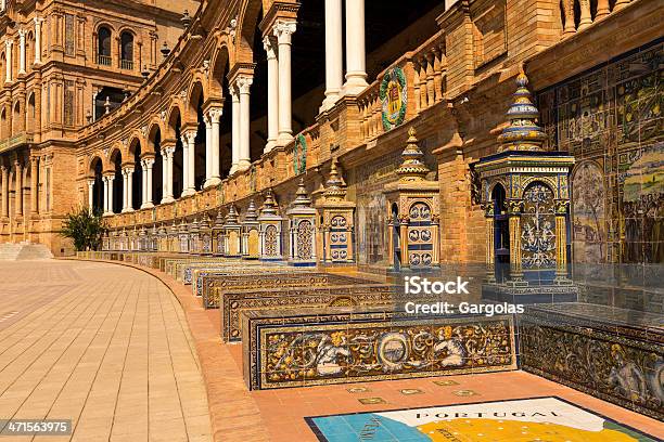 Place Of Spain In Seville Stock Photo - Download Image Now - Andalusia, Architectural Column, Architectural Dome