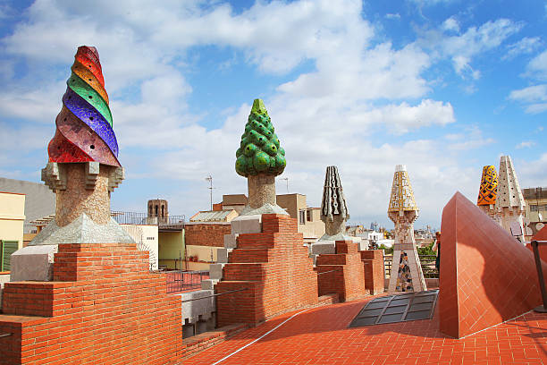 Roof of Palau Guell. stock photo