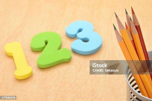 School Education Concepts Number Toy And Pencils Stock Photo - Download Image Now - 2015, Back to School, Child