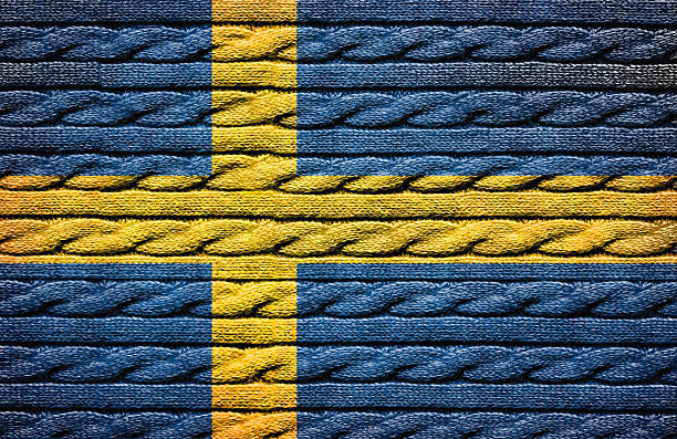 istock Flag of Sweden on knitted texture background 471566302