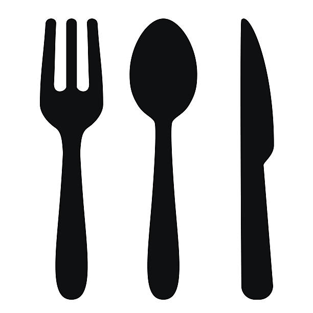 illustrazioni stock, clip art, cartoni animati e icone di tendenza di forchetta, cucchiaio e coltello-vettoriale - fork silverware table knife spoon