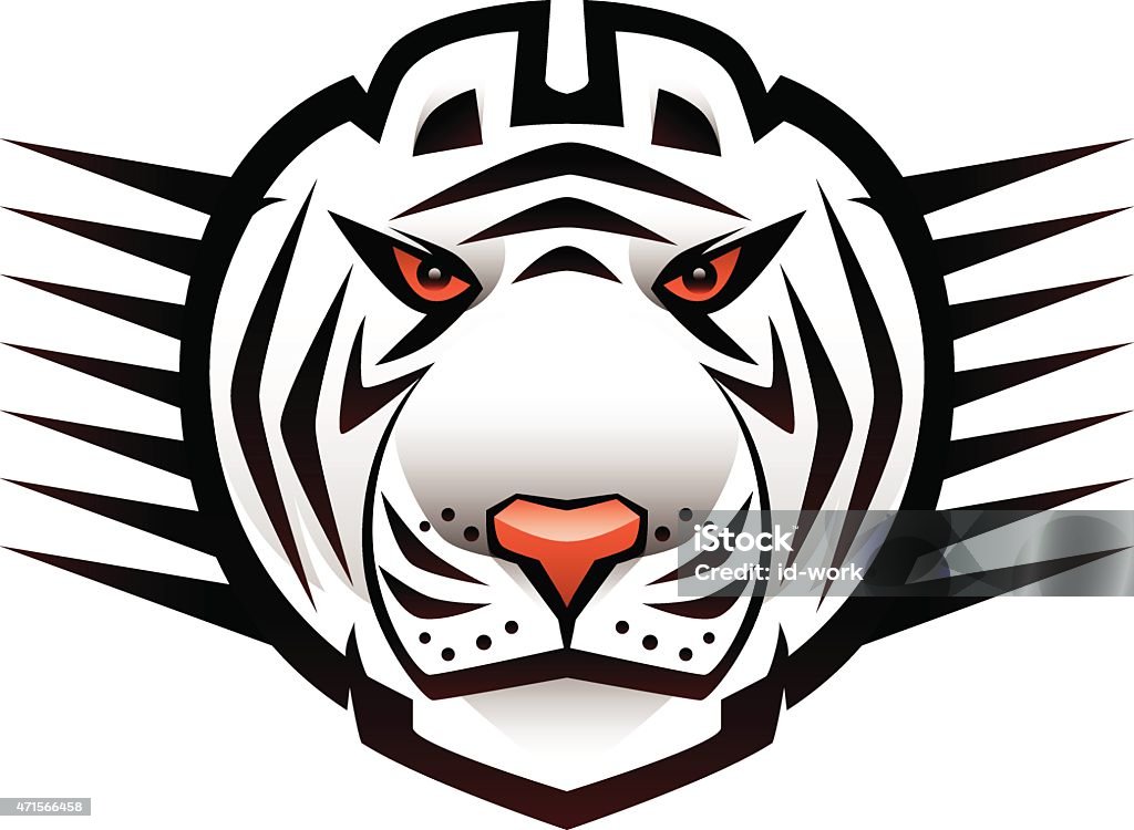 Cabeza de tigre blanco mascot - arte vectorial de 2015 libre de derechos