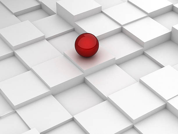 istock Abstract background of 3d blocks and red sphere 471566568