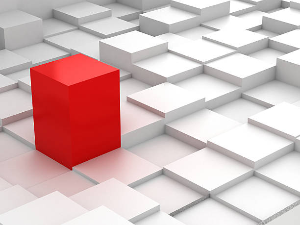 istock Abstract background of 3d blocks and red cube 471566576