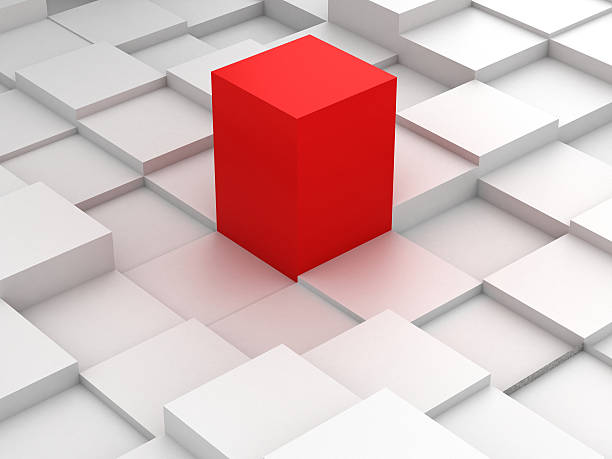 istock Abstract background of 3d blocks and red cube 471566946