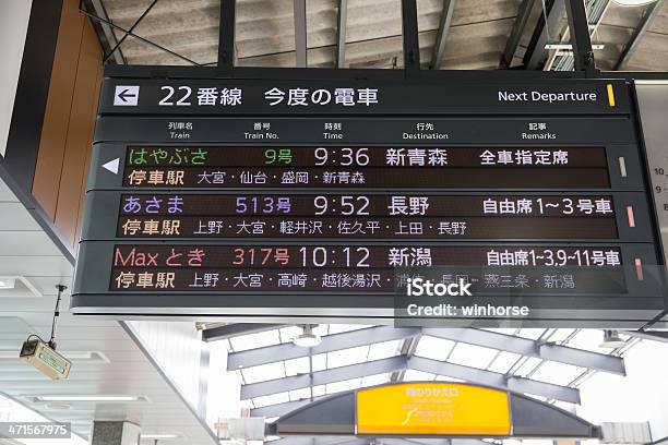 Shinkansen Partenza Consiglio Nella Stazione Di Tokyo Giappone - Fotografie stock e altre immagini di Binario di stazione ferroviaria