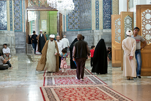 Qom- Iran. -may 14,2013: Mullahs in Fatima Masumeh shrine. 