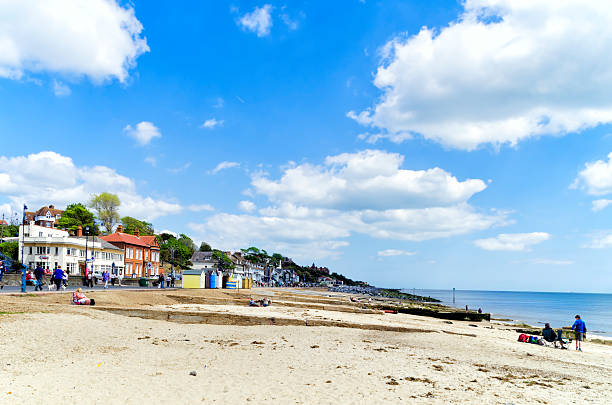 strand in felixstowe - english culture uk promenade british culture stock-fotos und bilder