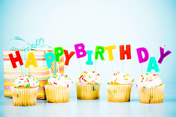 istock Happy Birthday Cupcakes and Gift 471574569