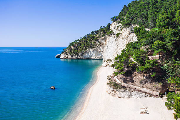 Italian seashore Baia delle Zagare beach, Gargano, Puglia, Italy puglia beach stock pictures, royalty-free photos & images