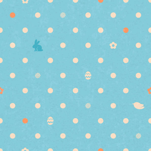 wielkanoc retro bezszwowe polka dot wzór w niebieski kolor. - pattern easter flower spotted stock illustrations