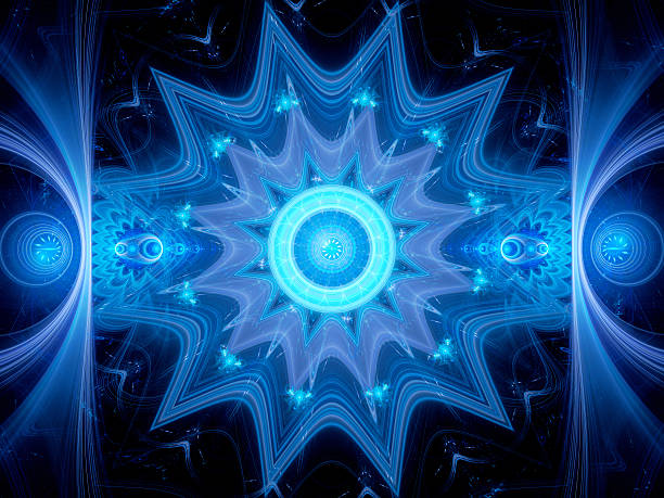 istock Magical blue glowing mandala in space 471575538