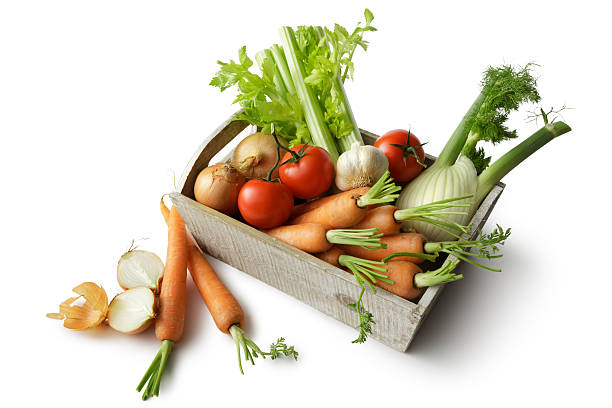 istock Vegetables: Carrot, Tomato, Celery, Onion and Fennel Isolated on White 471575930