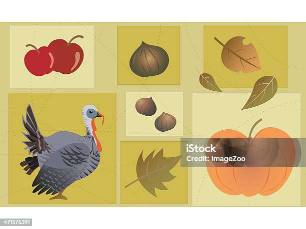 Collage De Thanksgiving Vecteurs libres de droits et plus d'images vectorielles de Aliments et boissons - Aliments et boissons, Automne, Couleur et motif du pelage