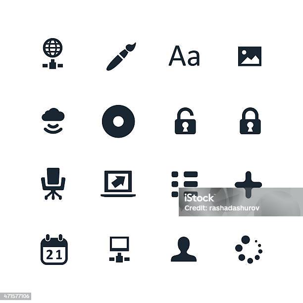 Computer Icons Set Stock Illustration - Download Image Now - 2015, Arrow Symbol, Cloud - Sky