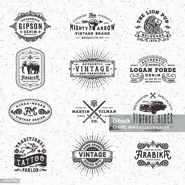 Vintage Badges Labels And Frames Stock Illustration - Download Image Now - Retro Style, Old-fashioned, Tattoo