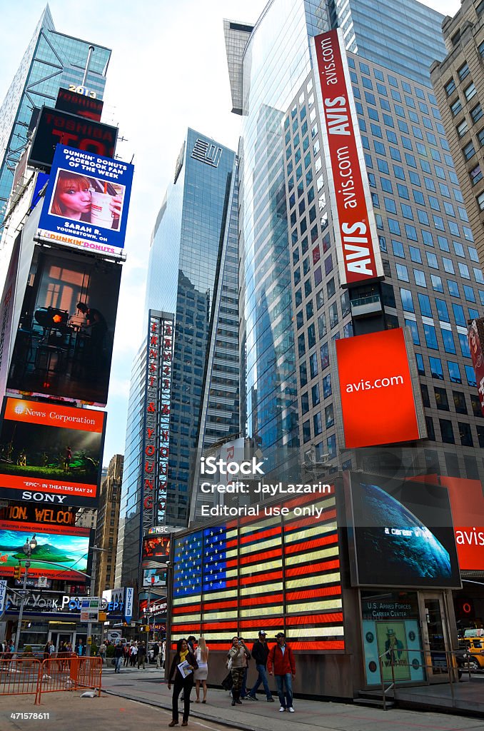 Times Square NYPD Videokameras & Touristen, New York City - Lizenzfrei Personalbeschaffung Stock-Foto