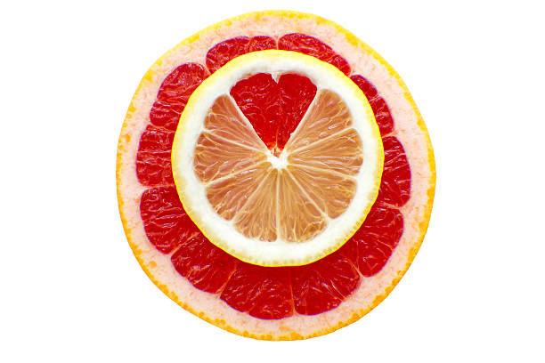 Silhouette of heart from  lemon and a grapefruit
