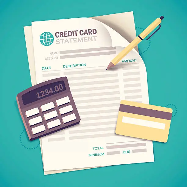 Vector illustration of Credit Card Statement Bill Paying