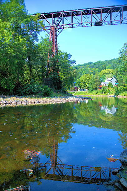 Railroad  Bridge over river stock photo