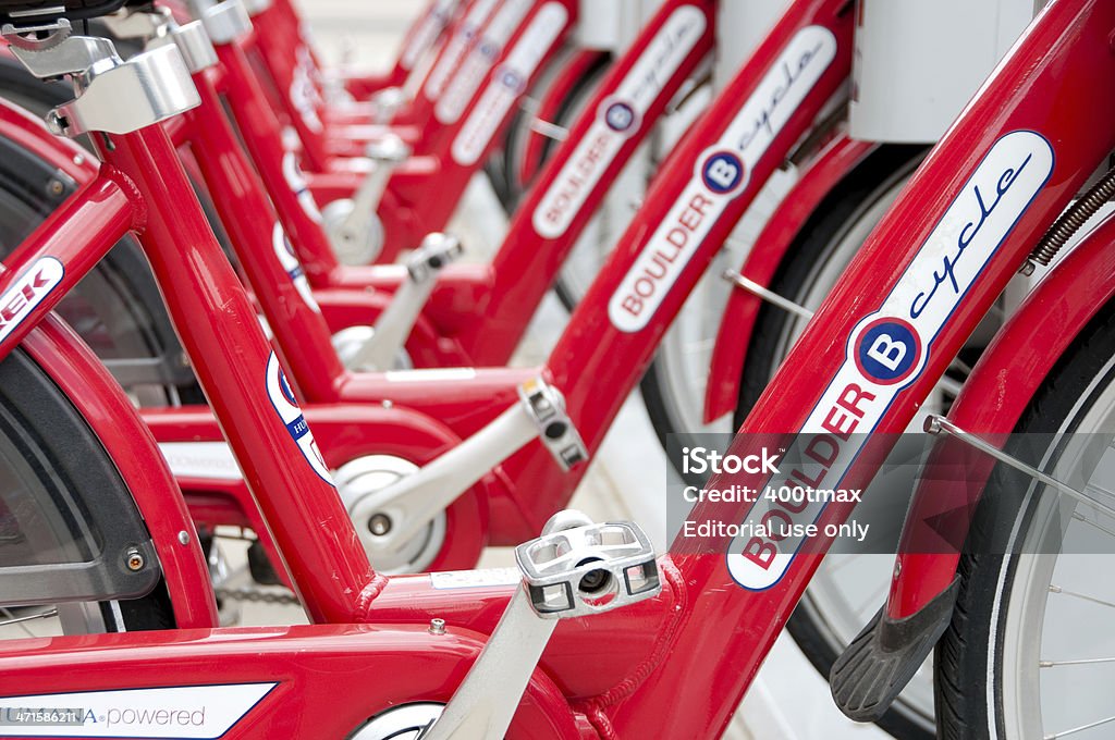 볼더 B-cycle - 로열티 프리 Bicycle Parking Station 스톡 사진