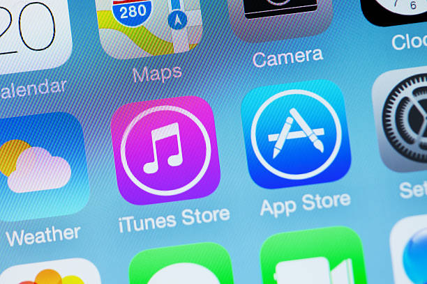 Apple iOS7 Icon - iTunes Store Weather App stock photo