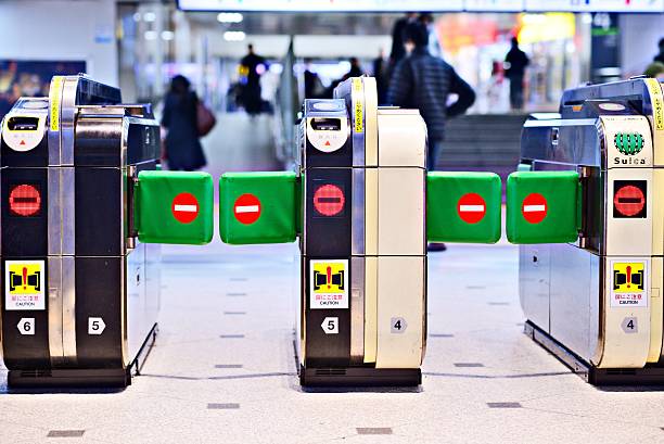 ausfahrt nur ticket barrier - chuo ward stock-fotos und bilder