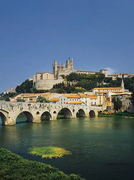 the old town of beziers in the languedoc-roussillon region of france